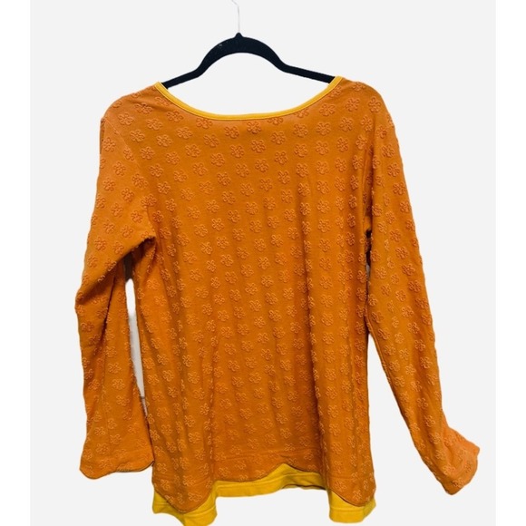 Hanna Andersson Jacquard Embroidered Floral Kids Long Sleeve Orange 160 (14-16) - Picture 3 of 5